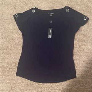 Cable & Gauge Black Blouse with Grommet Details